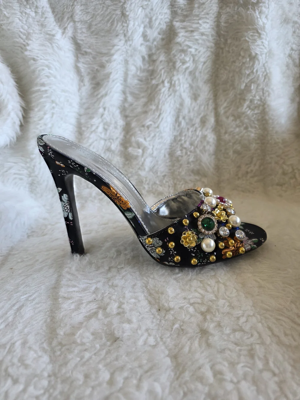Azalea Wang Multicolor Embellished Floral Espadrille Mule